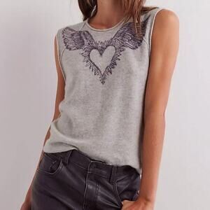 Free People We The Free Cashmere Muscle Sweater Graphite Lover Combo